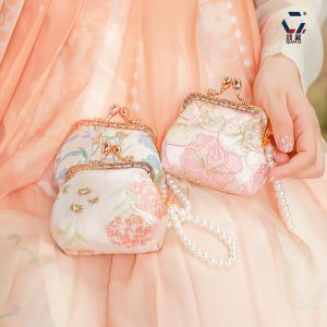 [Qian Li] new Chinese style brocade mouth gold bag coin wallet women's hand pearl mouth gold bag finished product wholesale