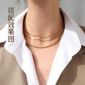 Cross chain, snake bone chain, twist chain, box chain, variety necklace, women's titanium steel plated 18K gold chain, clavicle chain jewelry