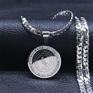 Stainless Steel Wenyuan Pendant Necklace Inlaid Zircon Gold Black Steel Women's Fashion Accessories Wholesale