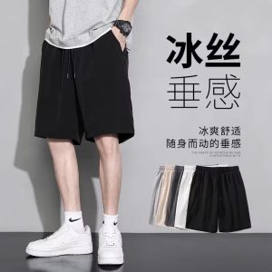 Men's Ice Silk Shorts Men's Summer 2024 Sports Trendy Brand Casual Men's Summer Thin Quick-Drying Beach Pants