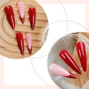 Foreign trade pointed nails solid color red French fake nails wearing nails removable nail pieces temperament nail pieces nail stickers