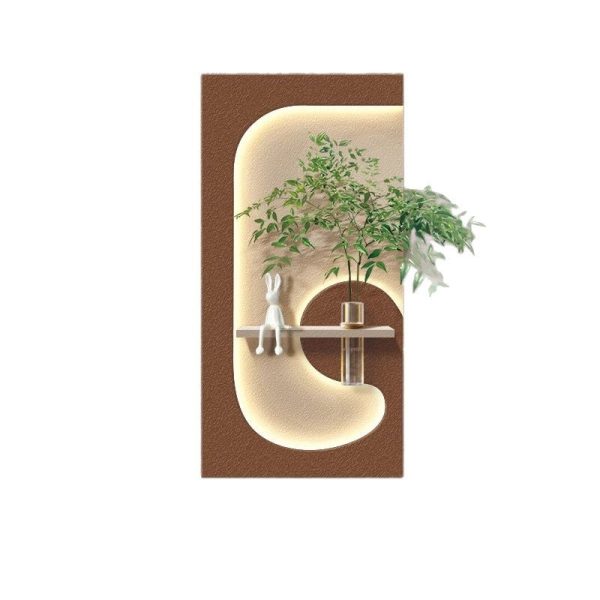Cream style three-dimensional entrance decoration painting, hydroponic green plants, living room hanging painting, sandstone texture creativity, high-end wall lamp painting - Image 5