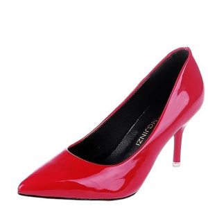 European and American multi-color plus size high heels 2022 pointed toe thin heel shallow foreign trade single shoes women's work shoes patent leather 42 sizes