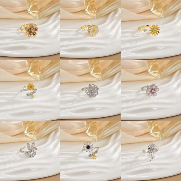 European and American hot-selling rotating rings women's micro inlaid zircon temperament versatile fashion light luxury copper plated 18k gold rings wholesale - Image 3