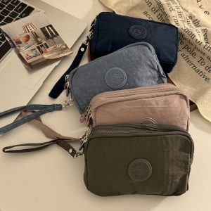 Korean version of the fabric hand-held coin purse ladies long fashion three-layer zipper large-capacity large-screen mobile phone key bag