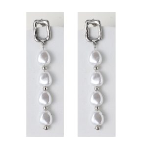 Niche simple faux pearl long earrings French versatile atmospheric twist love earrings fashion accessories