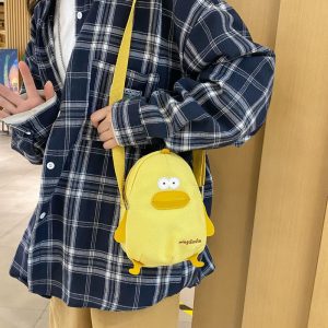 Summer cute crossbody bag small fresh mini student soft girl cartoon chick bag Japanese sail splicing small square bag