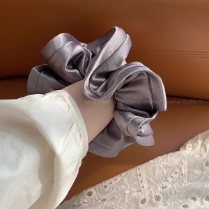 Pearlescent bud large intestine hair ring ~ high-quality satin balls head tie ponytail hair rope 2025 spring new head rope
