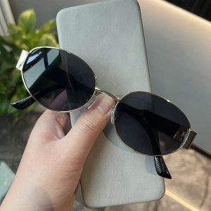 Cat eye sunglasses women's luxury sense 2024 new metal small face oval retro small frame brown sunglasses