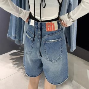 Korean SMX Denim Shorts Women's 2025 Summer New High-Waisted Four-Five-Point Straight Pants Cycling Pants Mids 67591