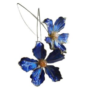Cross-border retro blue dripping oil stamens earrings, AliExpress, TEMU, European and American long earrings, hook earrings, ethnic style tourism new
