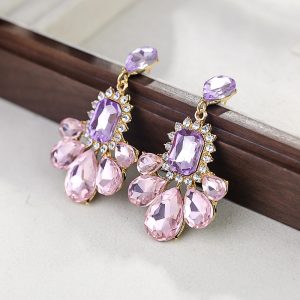Cross-border European style oval square water drop tassel temperament light luxury luxury sense square pendant earrings for women