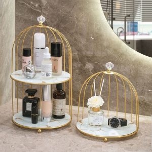 Bathroom cosmetics rack toilet toilet wash dressing table wrought iron bird cage skin care products desktop storage box