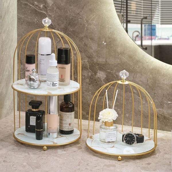 Bathroom cosmetics rack toilet toilet wash dressing table wrought iron bird cage skin care products desktop storage box - Image 4
