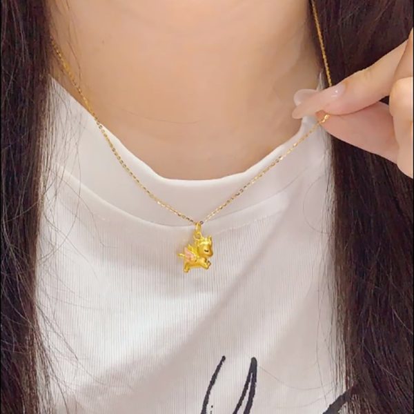 S925 sterling silver enamel sweet dream unicorn necklace women's pendant high-end light luxury style macaron cute collarbone chain - Image 2