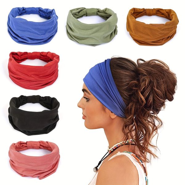 Exercise sweatband, wash face and tie hair, ladies wide headband, bohemian knot, african yoga, running, workout bandana