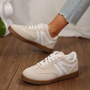 Cross-border foreign trade 2025 plus size small white shoes women's retro casual versatile fashion round toe sports running flat shoes