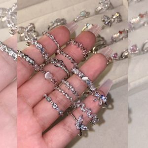 Light luxury hot girl ring women's niche sense of luxury, personality tide zircon inlaid diamond index finger ring, simple opening hand jewelry wholesale