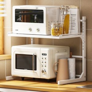 Worktop, multi-layer, retractable microwave, thickened shelf, kitchen, home storage, oven, pot holder, compartment shelf