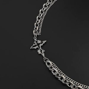 Europe and the United States dissolve dark cross necklace men's high-end titanium steel clavicle chain boys ruffian accessories hip-hop trend