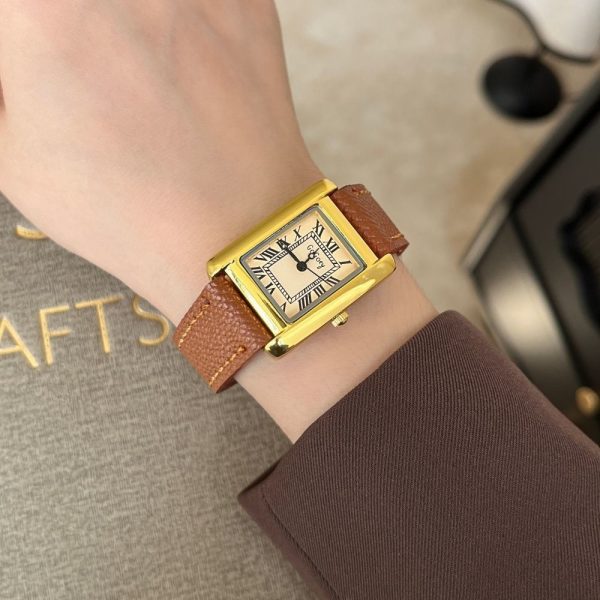 French vintage niche belt watch women's simple light luxury brand luxury luxury student temperament Roman dial - Image 2