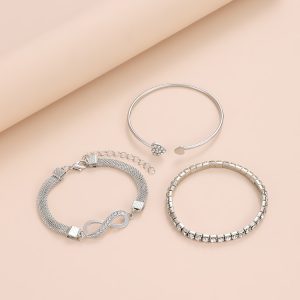 Cross-border ins style women's love open bracelet design creative retro simple lucky 8 figure bracelet three-piece set