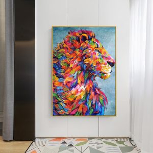 Nordic modern lion and tiger oil painting, texture, entrance, light luxury living room decoration, mural picture, core spray painting