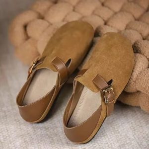 Nubuck Birkenstock women's shoes 2025 new spring and autumn all-inclusive two soft soles and flat comfortable and versatile women's single shoes