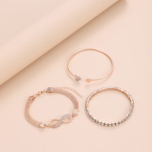 Cross-border ins style women's love open bracelet design creative retro simple lucky 8 figure bracelet three-piece set