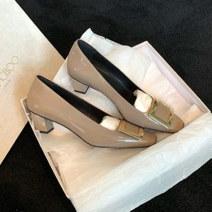 High quality! RV thick heel woman buckle square toe patent leather sexy single shoes wedding shoes daily office lady commuter shoes office