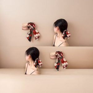 New Wild Rose Van Gogh Streamer Colon Hair Ring Starry Sky Satin Oil Painting Hair Cord Bands Hair String Hair Ornament