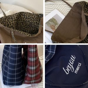 Niche design plaid bag plaid large capacity shopping bag women's commuter tote bag handbag shoulder underarm bag
