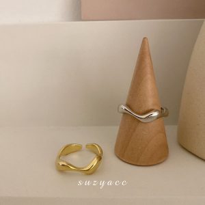 Korean Internet celebrity metal gold and silver two-color index finger opening ring women's cold style fashion personality simple design hand jewelry