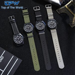 New spot men's fashion braided belt quartz watch boys big numbers simple sports watch nylon watch
