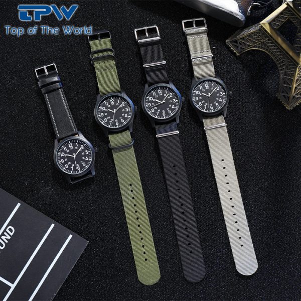New spot men's fashion braided belt quartz watch boys big numbers simple sports watch nylon watch - Image 4