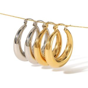 French retro high-end European and American niche minimalist circle rings do not fade earrings