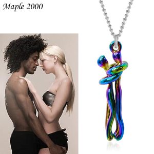 Cross-border popular couples hug necklaces do not fade, high-end sense of one man and one woman, versatile jewelry, holiday gift necklaces