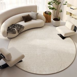 Carpet Living Room Simple Round Household Absorbent Anti-Slip Crystal Fleece Carpet Dirt-resistant and easy to care for sofa coffee table blanket