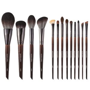 Cangzhou cross-border new high-grade animal hair wooden handle makeup brush, eyeshadow, blush, loose powder, eyebrow brush, beauty tool set