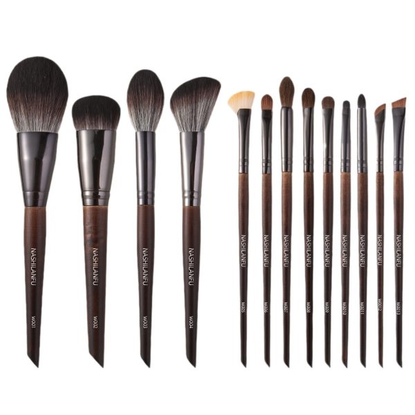 Cangzhou cross-border new high-grade animal hair wooden handle makeup brush, eyeshadow, blush, loose powder, eyebrow brush, beauty tool set - Image 5