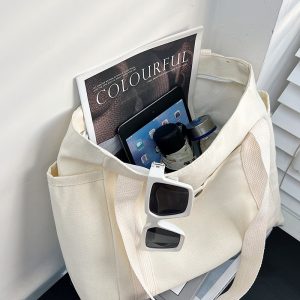 Bag Bag Women's Canvas Large Capacity Shoulder Bag Student Versatile Handbag Commuter Bag for Work Commuter Bag for Going Out Simple Mommy Bag