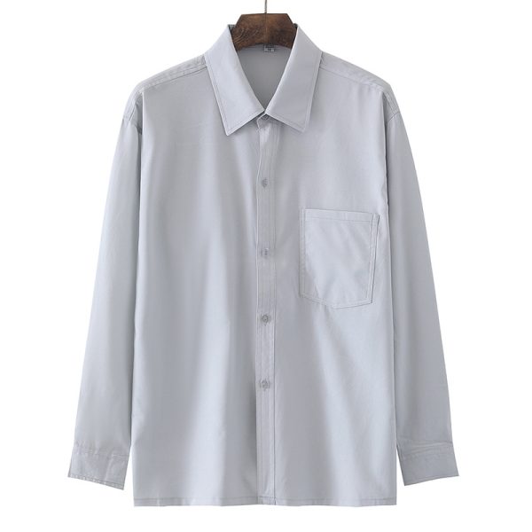 A piece of spring and summer middle-aged and elderly men's shirt long sleeve dad dress casual plus size shirt loose top thin - Image 4