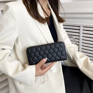 Foreign trade new women's wallet fashion indentation mid-length clutch bag large capacity multi-card coin purse mobile phone bag