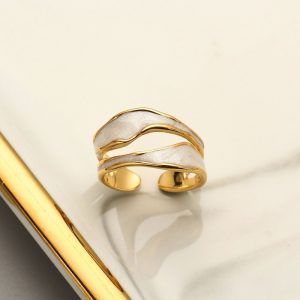 Geometric double-layer hollow ring, women's fashion temperament, irregular drop glaze, color-blocked open ring, ins wind index finger ring