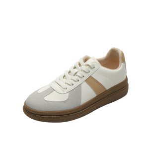 German training shoes retro women's shoes 2025 new couple casual board shoes versatile flat white shoes leather Forrest Gump shoes women