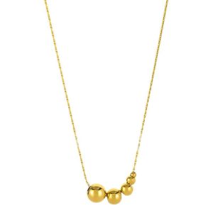 European and American simple five blessing gold bead necklace women's non-fading, high-end sense of cold, wind-plated 18k gold, temperament, trendy accessories