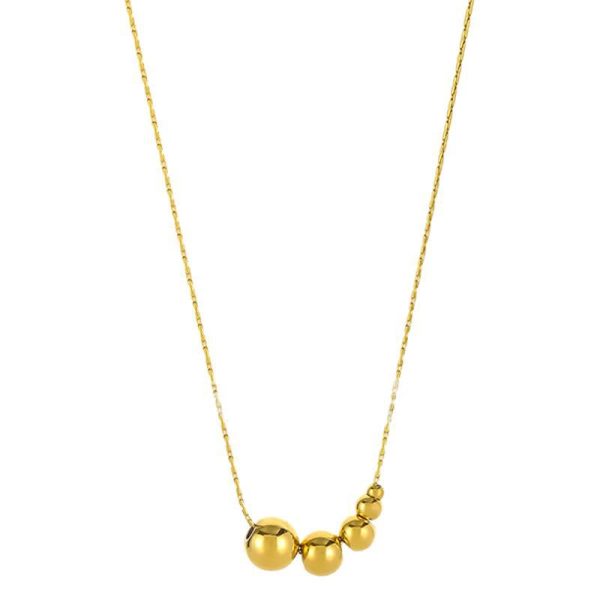 European and American simple five blessing gold bead necklace women's non-fading, high-end sense of cold, wind-plated 18k gold, temperament, trendy accessories - Image 5