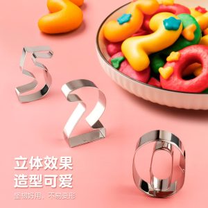 9 Piece Set of Stainless Steel Digital Steamed Bun Mold Cookies DYI Cake Decoration Fondant Cutting Mold Biscuit Tools