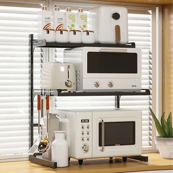 Worktop, multi-layer, retractable microwave, thickened shelf, kitchen, home storage, oven, pot holder, compartment shelf - Image 4