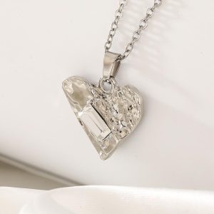 New summer small fresh sweet and versatile square diamond concave and convex love pendant necklace female cute girl jewelry wholesale
